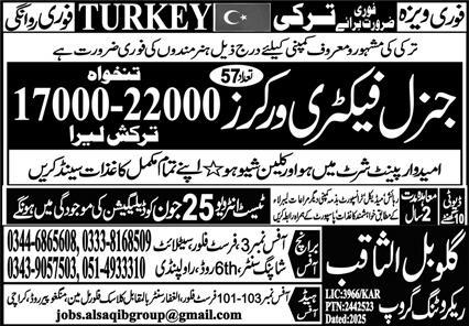 General Factory Workers Jobs in Turkey